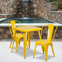 Flash Furniture CH-31330-2-30-YL-GG Metal Table Set in Yellow